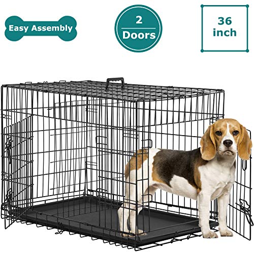 BMS 36 Inches Dog Crate Dog Kennel for Large Dog Crate Folding Metal
