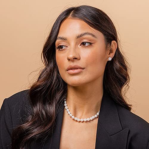 PAVOI Sterling Silver Round White Simulated Shell Pearl Necklace Strand | Pearl Choker Necklace | Jewelry for Women2