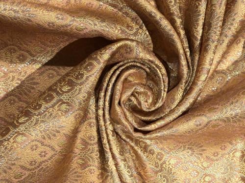Tissu brocart de soie de 111,8 cm pour coudre une robe de mariée pêche
