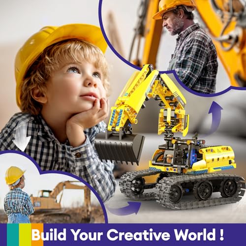 5 in 1 Building Toys STEM Robotics Kit, 430 PCS Blocks RC Robot Erector Sets, APP & Remote Control Excavator Science Kits for Kids Age 6 7 8 9 10 11 12-14, DIY Educational Gift for Boys & Girls - Image 7