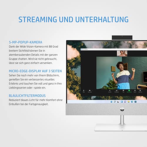 HP Pavilion All in One PC | 23,8 Zoll FHD Display | Intel Core i7-12700T | 16 GB DDR4 RAM | 512 GB SSD | Intel UHD Grafik 770 | Windows 11 Home | QWERTZ Tastatur | weiß – Bild 4