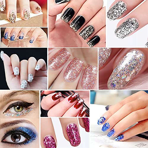 HOWAF 6 Boxen Nägel Glitzer Pailletten, 800pcs Strasssteine Nägel Aufkleben, Pinsel, Pinzette, Edelsteine Picker Dotting… – Bild 7