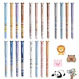 20 PCS Penne Cancellabili per Scuola Elementare Animale,Penna A Sfera Cancellabile Cute Cartoon Penna Sfera Gel per Bambini Studenti Adulti,0,5 mm, set di penne erasable per articoli scolastici,uffici