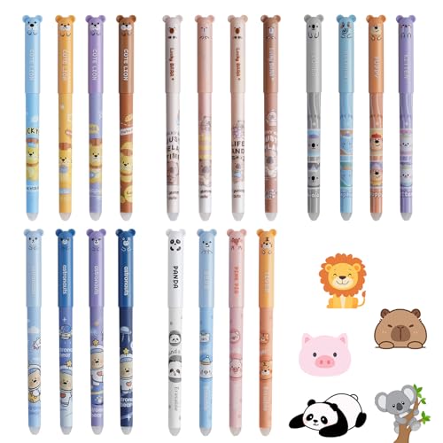 20 Stück Radierbarer Kugelschreiber, 0,5 mm Spitzendurchmesser, Gelstifte mit Tiermotiven,Kugelspitze zum Entfernen von Tinte,Einschulung,für Schule & Bürobedarf,Radierbarer kugelschreiber schwarz