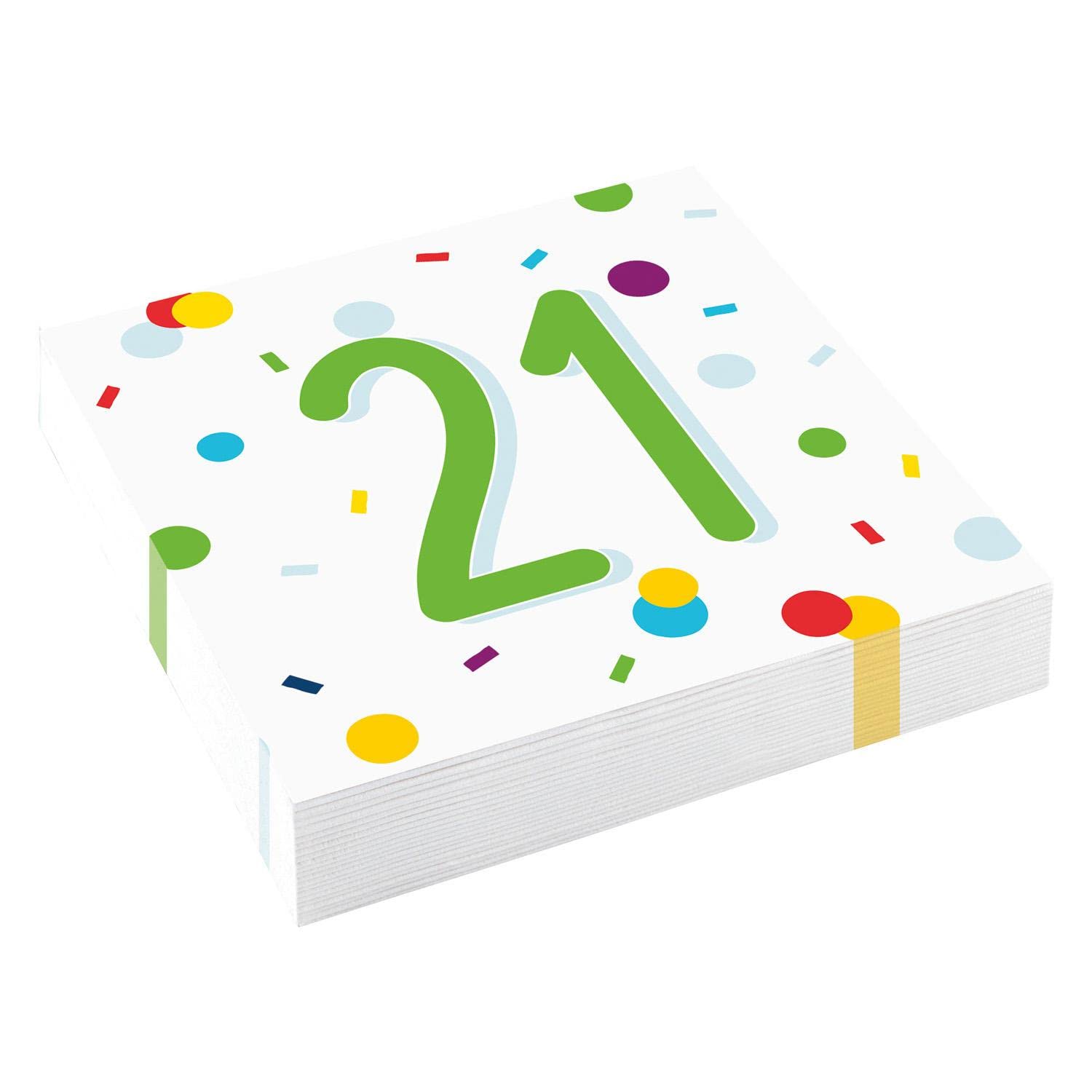 (PKT) 20 Confetti Birthday 21st Birthday Luncheon Napkins 33cm, White