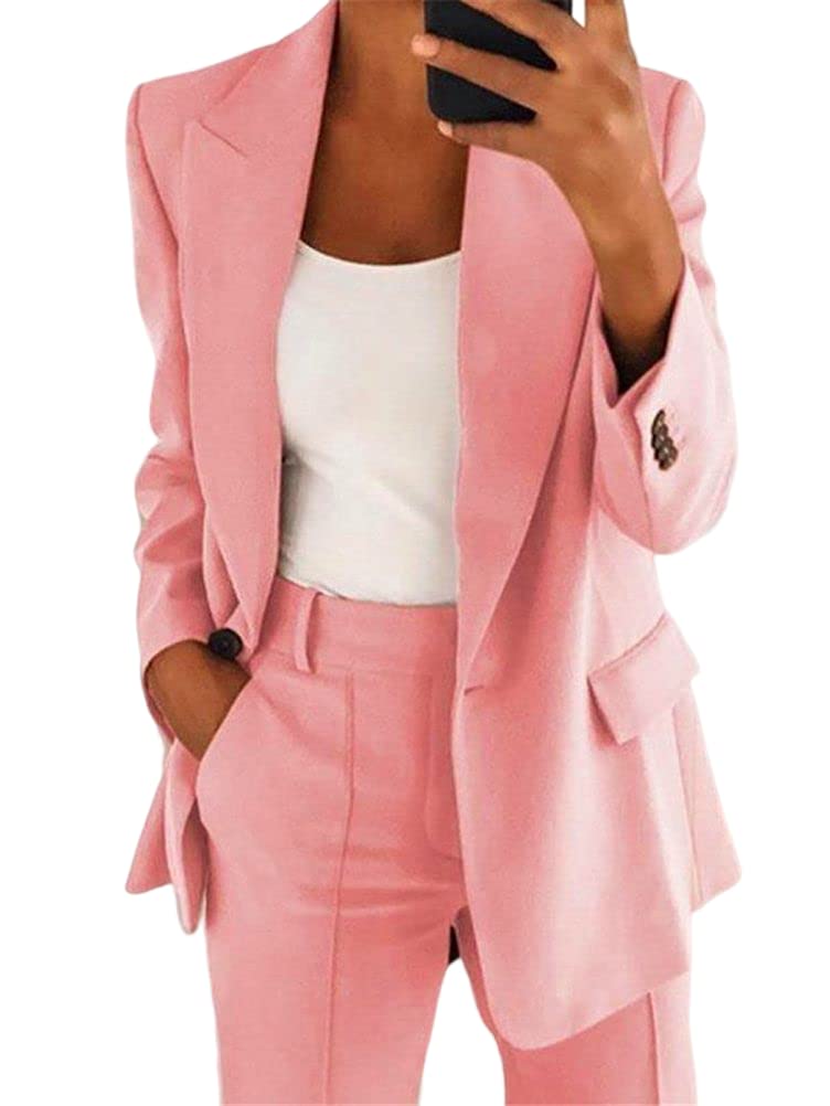shownicer Damen Hosenanzug Elegant Business Anzug Set Revers Büro Blazer Hose 2-teilig Anzug Zweiteiler Slimfit Festlich Sportlich Streetwear