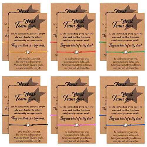 12 Pcs Star Friendship Bracelet with Make a Wish Card Teamwork Bracelets Employee Appreciation Gifts Adjustable