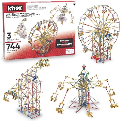 K'NEX - 3-in-1 Classic Amusement Park Building Set - 744 Pieces, Motorized, Kid Construction Set‚ Ages 9+ Cover