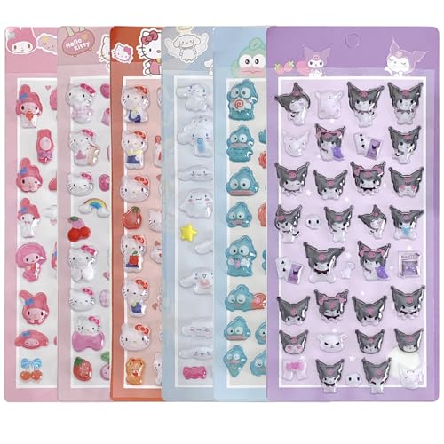 Sediven 3dシール 立体シール 6枚セット ぷくぷく ごほうび キラキラ 可愛い 女の子 携帯電話飾り用 手帳用 DIY用 日記帳用 手芸用品 貼り付け可能のサムネイル