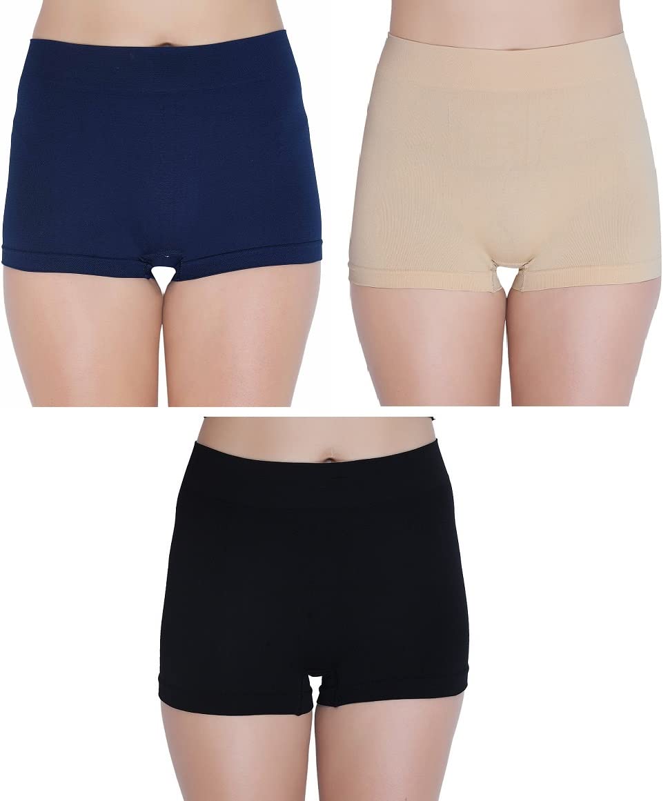 Women's Spandex Seamless Boyshort Panty,Free Size (Pack of 3)-image-13