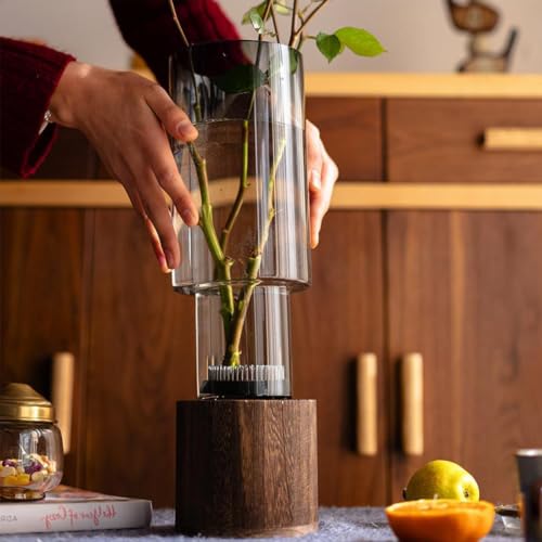Vase en verre pour fleurs grand modèle cylindrique de table - 5