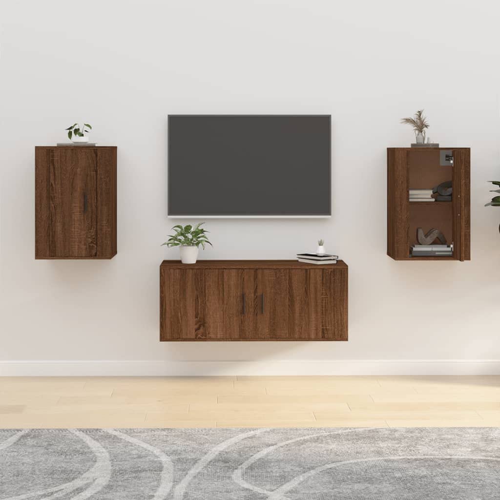 Szafki ścienne do telewizora 2 szt. brązowy wygląd dębu stolik pod telewizor stolik kredens do salonu kredens wiszący stolik konsolowy z szufladami 40 x 34,5 x 60 cm