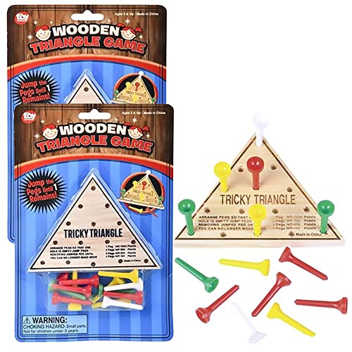 Classic Wooden Tic-Tac-Toe Board Games, Great for Prizes, 4.5" (Triangle Game, 2-Pack)