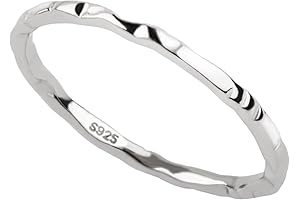 925 Sterling Silver Minimalist Hammered Textured Thin Knuckle Midi Stacking Rings