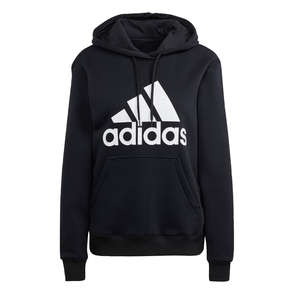 adidas womens Essentials Big Logo Regular Fleece Hoodie, Black/White, Medium