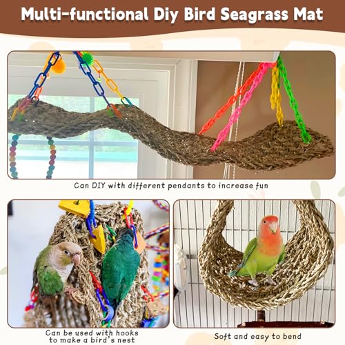 kathson 2 peças de tapete grande de algas marinhas de 99 x 17 cm, rede de pássaros para gaiola, rede