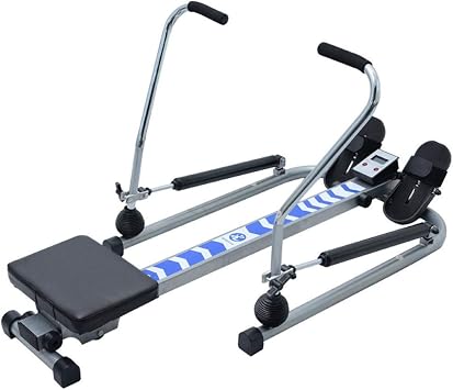 Foldable Rowing Machines Foldable Sit Up Bench Fitness Water Resistance Hydraulic Rowing Machine Aerobic Abdominal Muscle Training Shaping Indoor Fitness Equipment Household Small Grey 126x58x20
