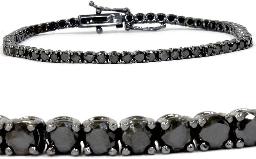Pompeii 4ct Black Diamond Tennis Bracelet 14K Black Gold 7"