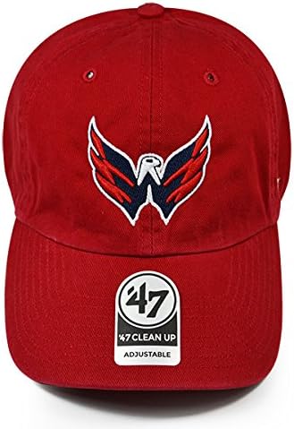 47brand Washington Capitals Exclusive Logo Cleanup Cap Adjustable NHL Dad's Hat - Red
