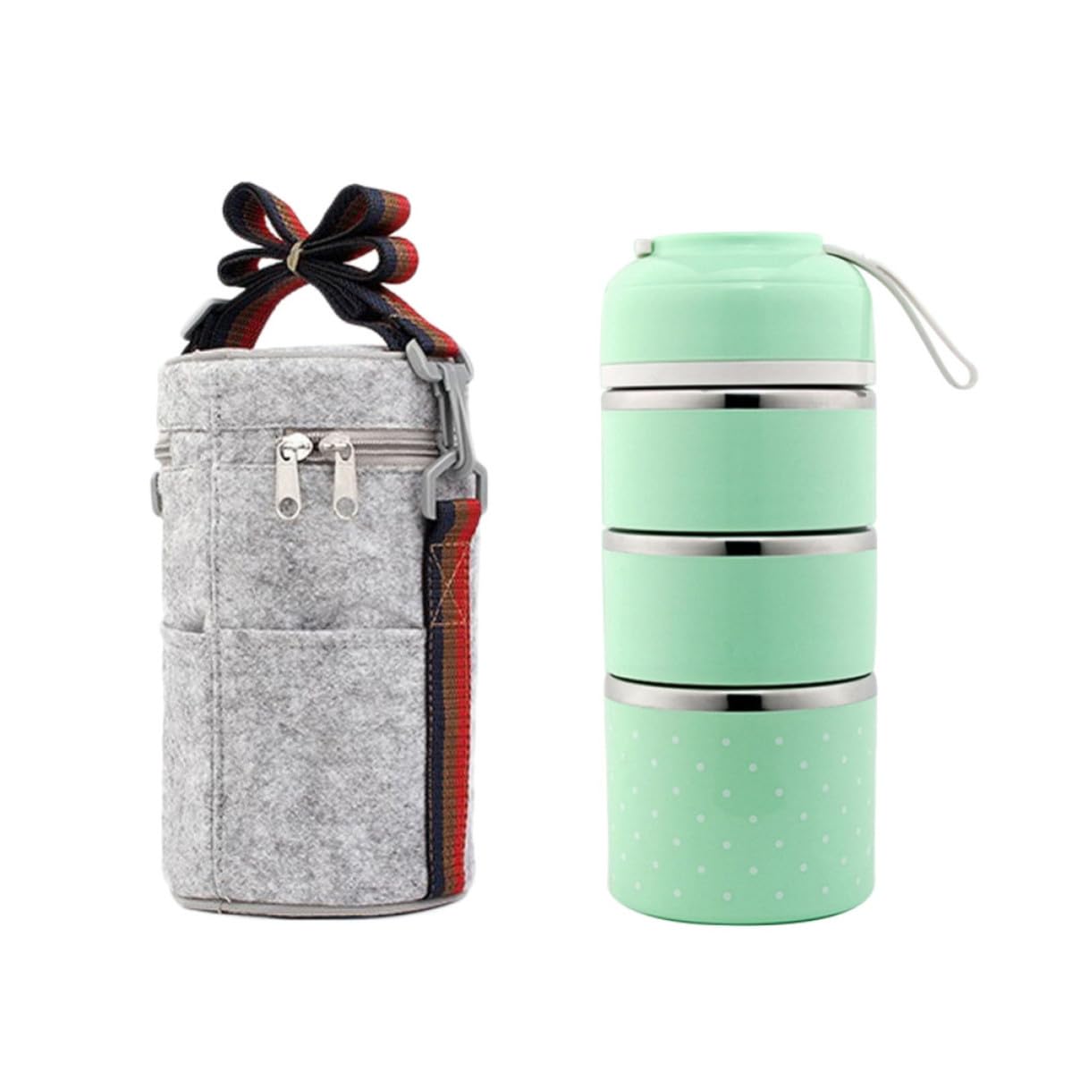 Boîte Bento en Acier Inoxydable 2 Pièces, 3 Couches Vert