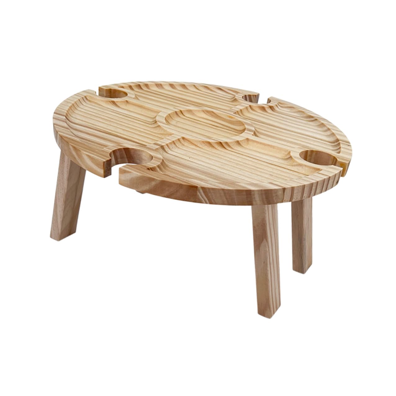Table pliante en bois pour pique-nique et plage avec porte-bouteilles portable
