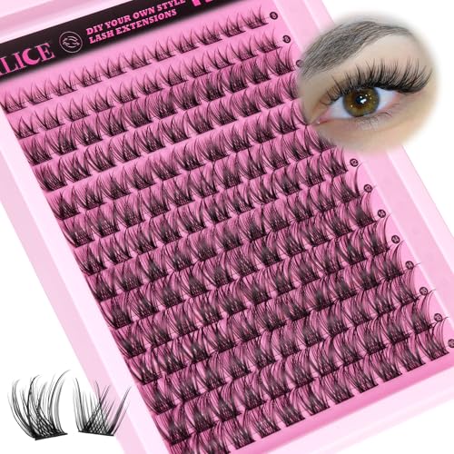 ALICE 280Pcs Wispy Individual Lashes DIY Eyelash Extensions 8-16MM D-Curly Lash Extensions Lash Clusters 80D Cluster Eyelashes DIY at Home by ALICE