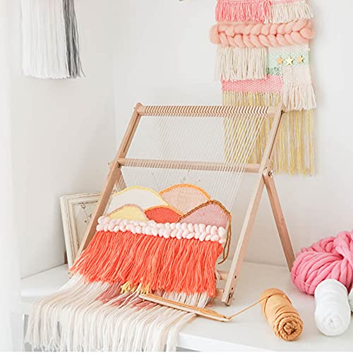 Esyogen Wooden Weaving Loom Three Gears Adjustable 70 * 50Cm DIY Hand Weaving Loom Kit Set Looms Tapestry,for Weave Wall Hangings, Blankets, Pillow Covers, Scarves