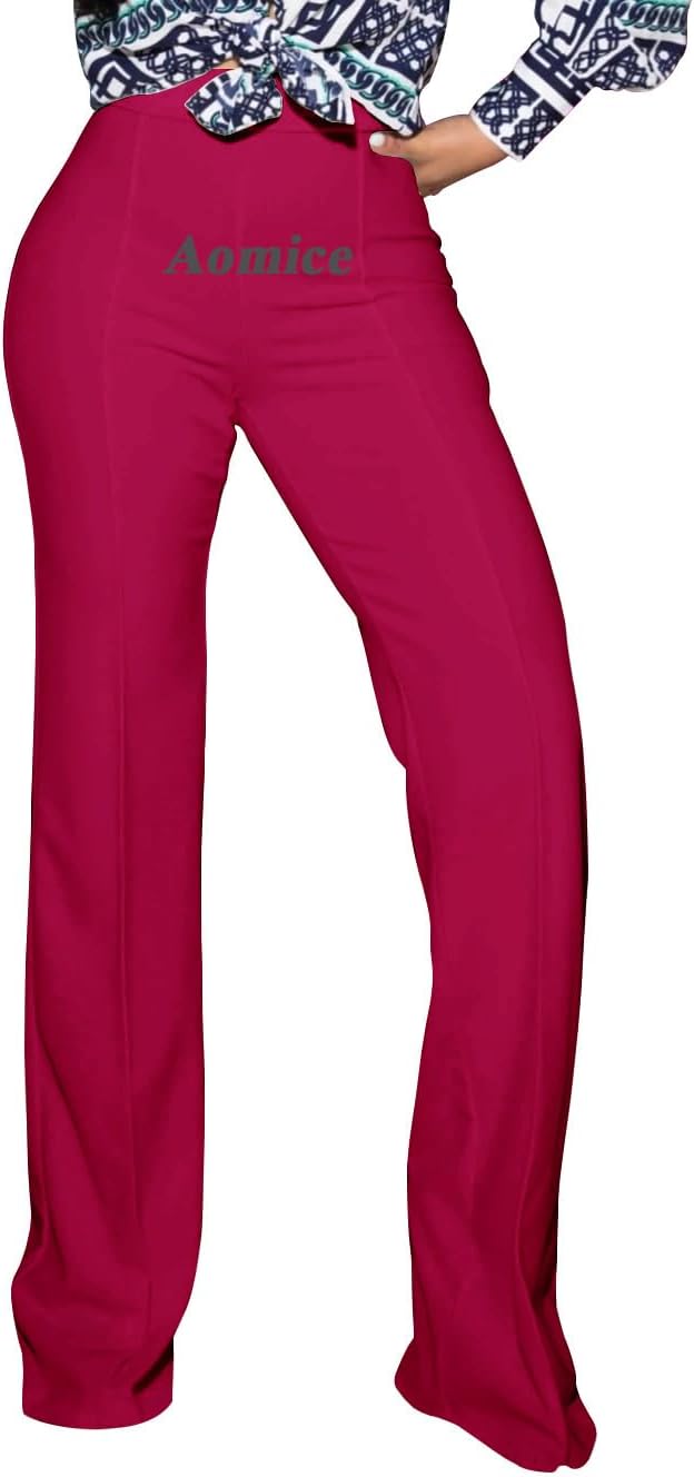 PINSV Women's High Waisted Stretchy Bootcut Pull On Dress Pants Casual Work Pants