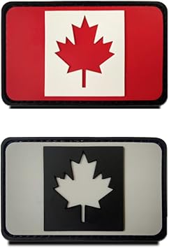 2 PCS 3D PVC Rubber Canada National Flag Patch، Heavy Duty and Solid Material، Hooked Backing Tactical Canada Maple Leaf Emblem Patch for Clothes Backpack Uniform Vest Biker Travel