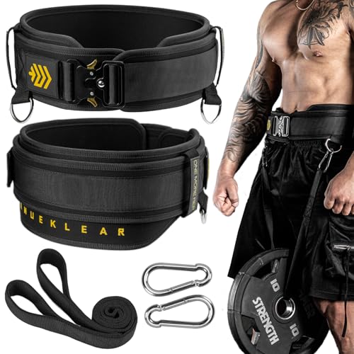 Image of MANUEKLEAR Quick Locking Weighted Belt, Double-Layer Dip for Weight Lifting, Weighted Pull Up for Powerlifting Squat (Black, XL(38-41in))