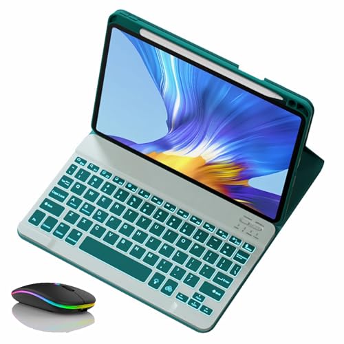 HUAWEI MatePad 11.5"S 2024 用キーボードケース、鉛筆ホルダー内蔵、Bluetoothマウス付きマグネット着脱式ワイヤレスバックライトキーボード,Dark green