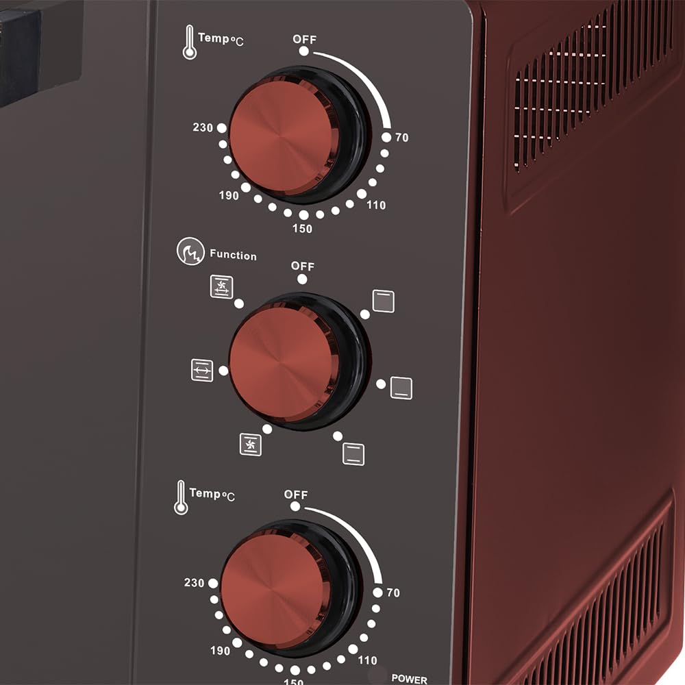 Tognana Iridea Elektroofen 35 L, Aluminium und Glas, rot
