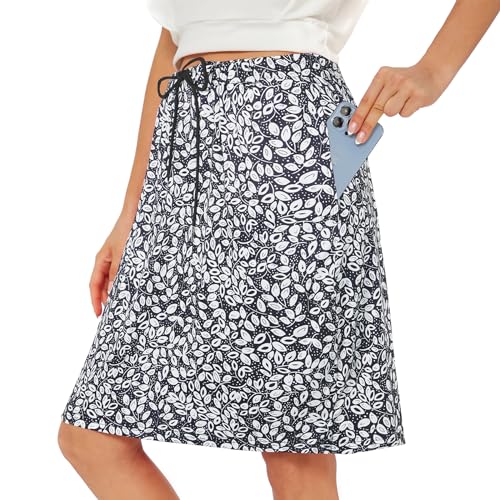 Zando Tennis Skirts for Women with Pockets Athletic Knee Length Golf Casual Skorts Shorts Sports Drawstring Waist Skirt2
