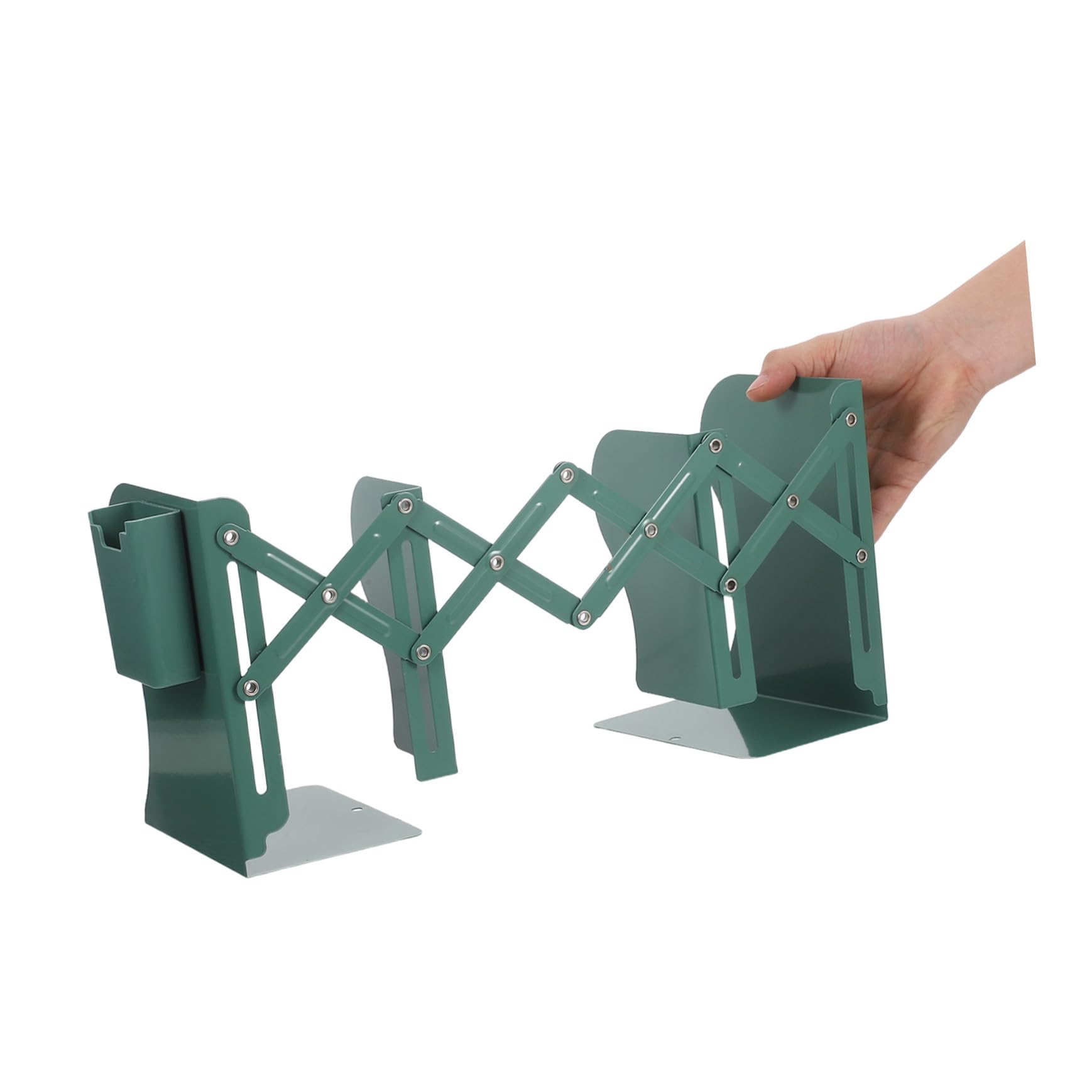 Sujetalibros Ajustables de Metal Verde con Diseño Extensible