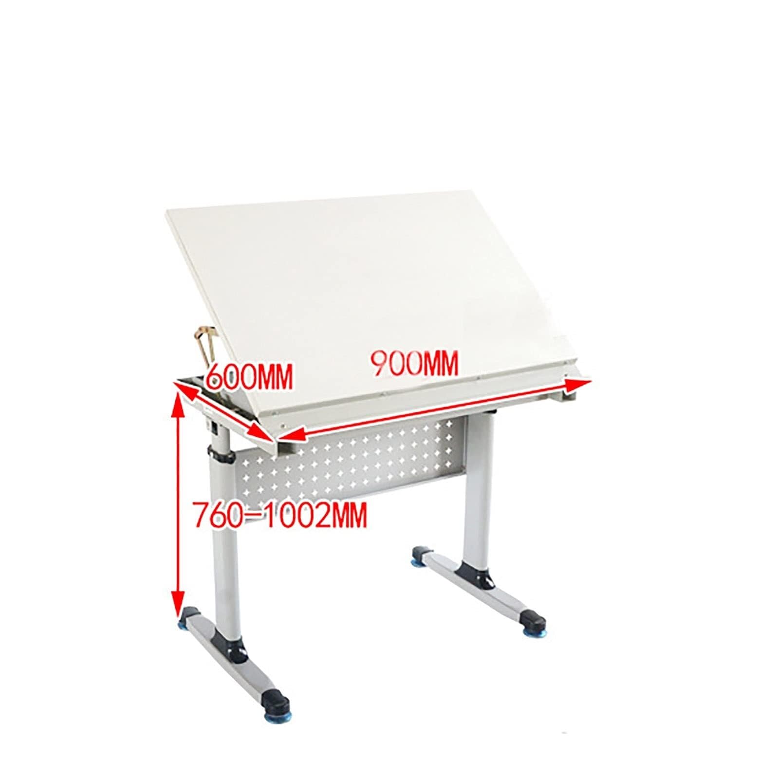 Table À Dessin Réglable avec Plateau Inclinable, Bureau d'artiste Relevable pour Le Dessin, L'Écriture Et Le Design, Poste De Travail Spacieux avec Rangement Pratique, 90 X 60