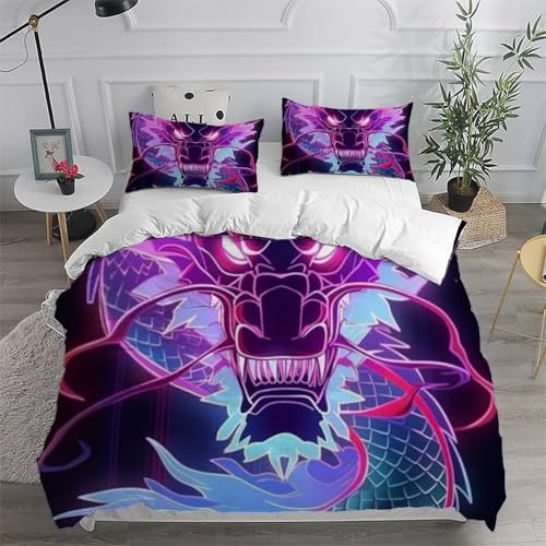 Housse de couette dragon avec fermeture éclair et impression 3D - 6