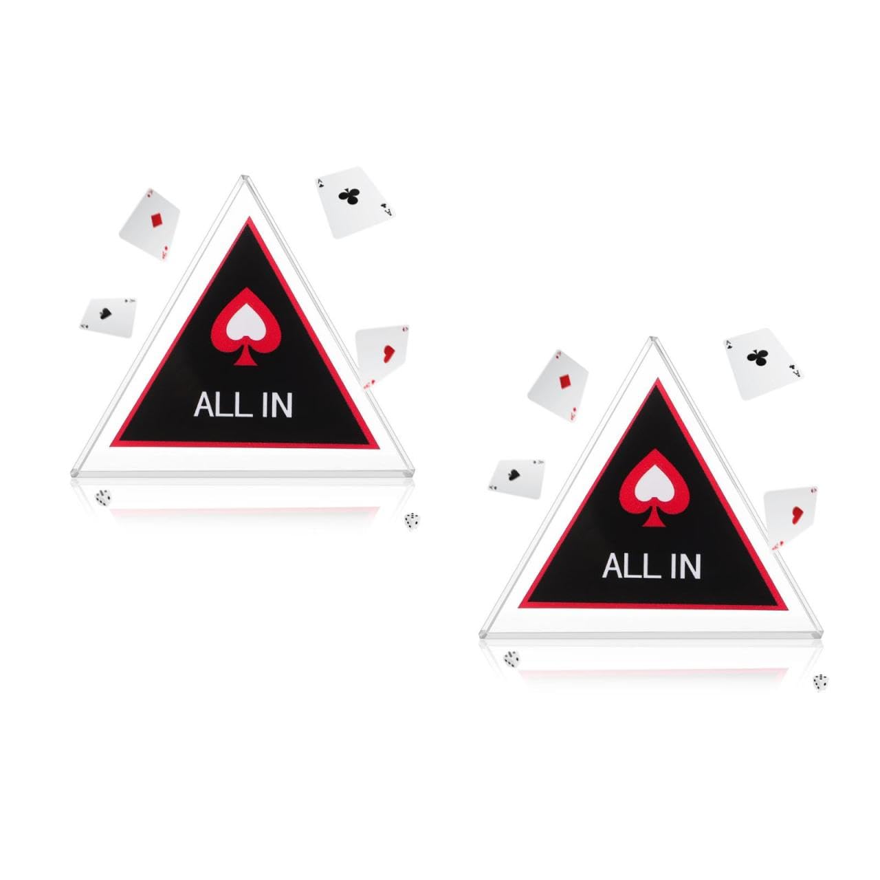 Kisangel 2pcs All in Chip Buttons, Triangle Poker Dealer Button, Double Layer Poker Chips Game for Party Game Night, Home Gatherings