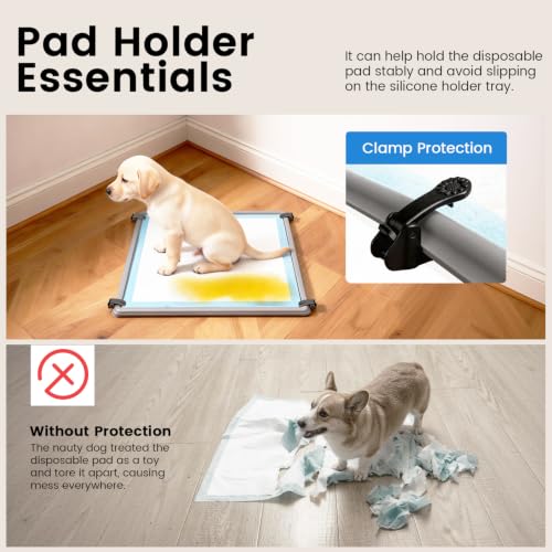 Image of Lockable Pee Pad Clips, with Adhesive Tape, for Indoor Wall Pads Secured, Extra Thick Clamps for Silicone Puppy Pad Holder Tary Secured, Tight Strong Clamp for Dogs, Cats Training