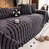 Fansu Felpa Funda de sofá 1 2 3 4 5 Plazas Cómoda Manta Cubre Sofa Grande Jacquard Multiusos Funda Protectora de Sofás Toalla Cubre Sofà Cubierta de sofá para Hogar Oficina (Gris,180x480cm)