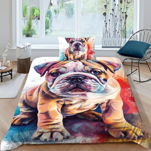 Parure de lit chien microfbre 135x200 2 pièces housse et taie