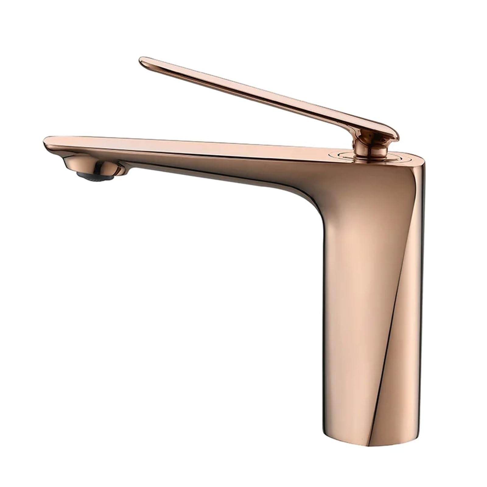 Grifo termostático de lavabo oro rosa con cascada para baño moderno