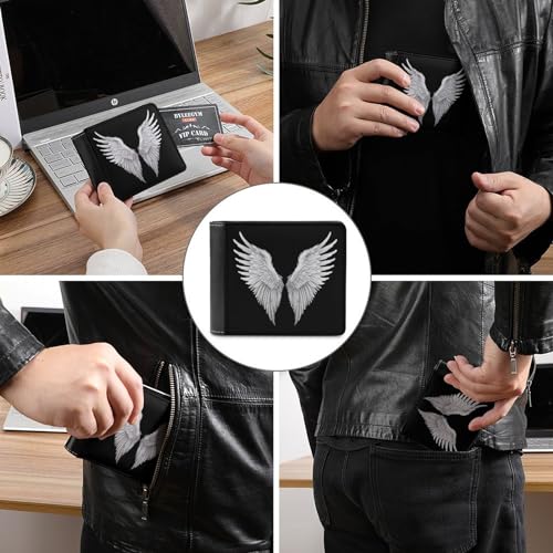 Angel Wings Leather Wallet Minimalist Cash Card Holder Bifold Durable Purse3