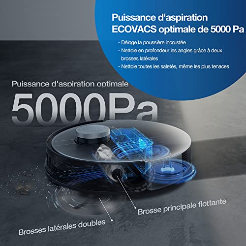ECOVACS DEEBOT X1 TURBO Aspirateur Robot 5000 Pa, avec station d'auto-nettoyage, Nettoyage automatique de serpillière, Remplissage automatique de réservoir, Évitement d'obstacles, Commande vocale YIKO - Image 6