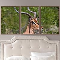 3 Piece Framed Canvas Wall Art Spiritual Being Animals Deer Expressive Impressionism Rustic - 16
