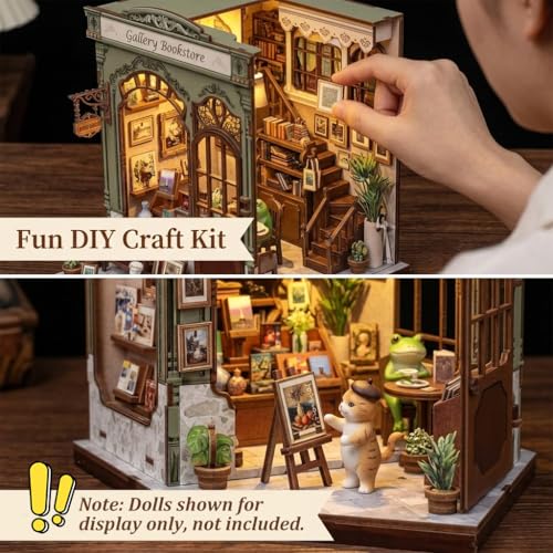 Image of PATPAT 1 Pack Wooden Book Nook Kit Ages 14 Miniature Bookstore Decor
