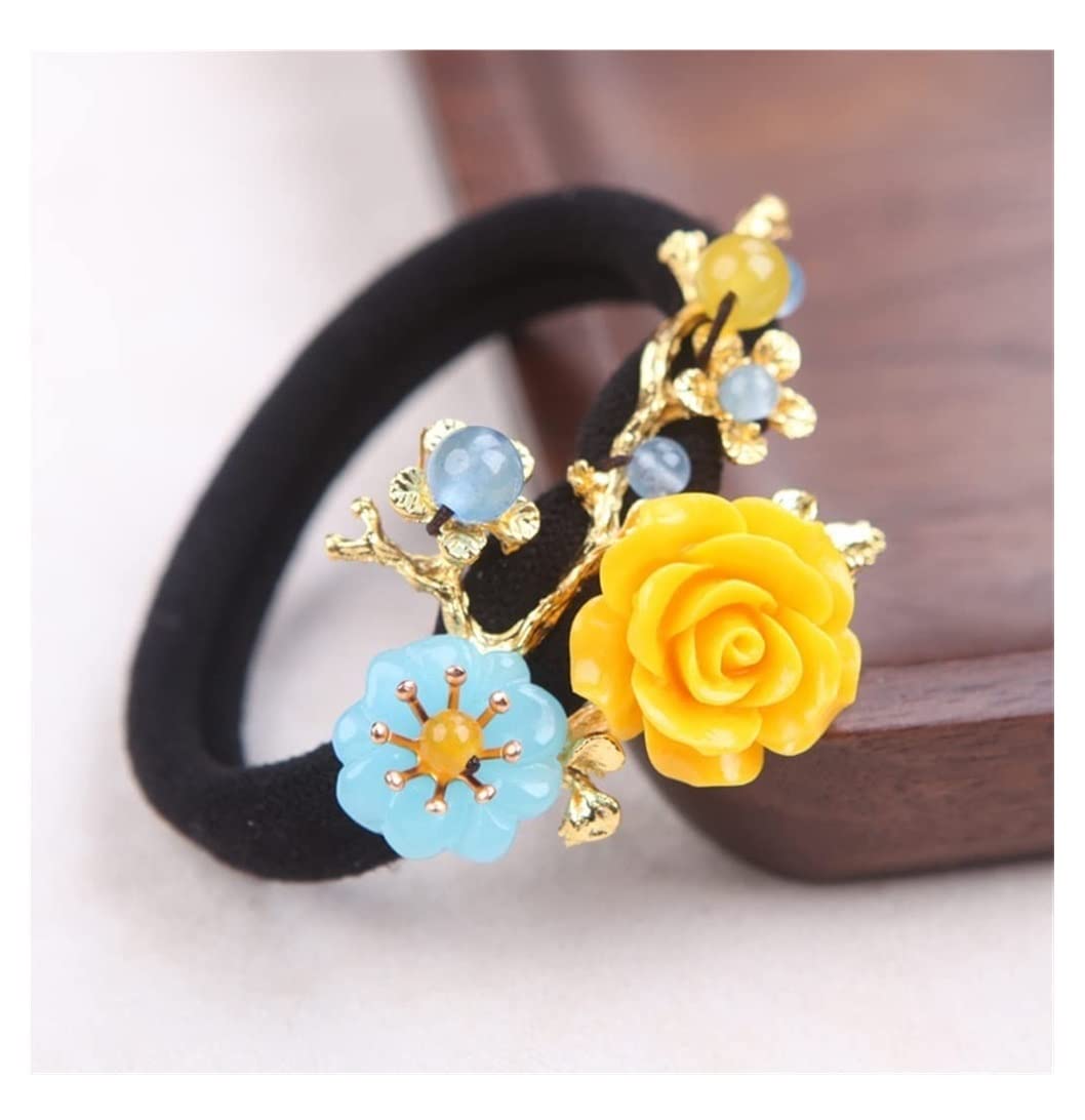 Miękkie Gumki Włosów Fashion Flower Hair Scrunchies Bransoletka Z Koralikami Opaski Do Włosów Dla Kobiet Dziewczyn Akcesoria