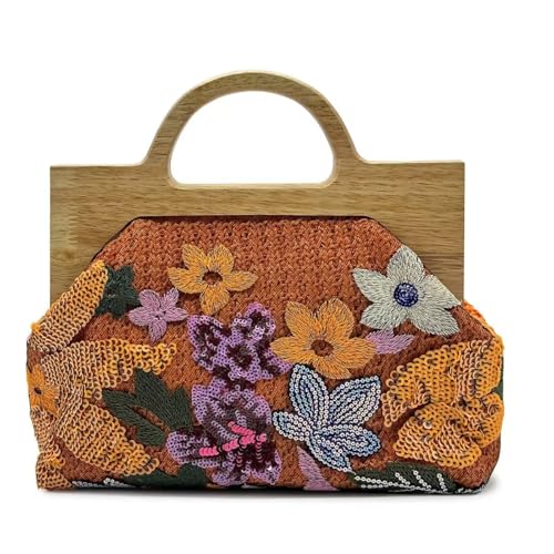 Pochette de soirée luxueuse avec paillettes et fleurs en relief pour cérémonie raffinée