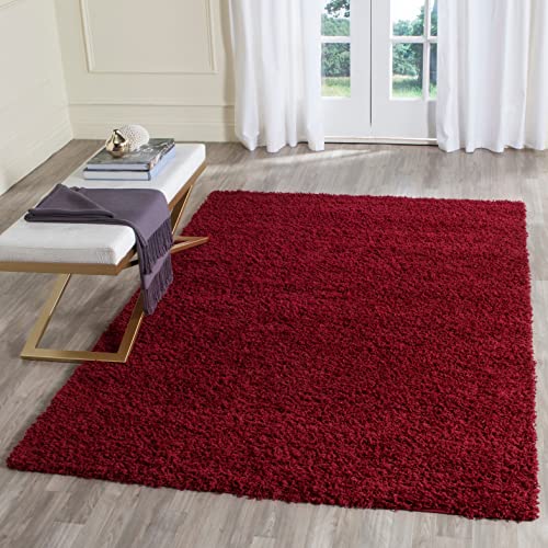 SAFAVIEH Zottelig Teppich für Wohnzimmer, Esszimmer, Schlafzimmer - Athens Shag Collection, Hoher Flor, Rot, 91 X 152 cm SAFAVIEH Zottelig Teppich für Wohnzimmer, Esszimmer, Schlafzimmer - Athens Shag Collection, Hoher Flor, Rot, 91 X 152 cm
