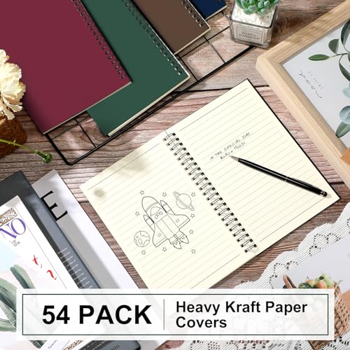 Image of Yahenda Spiral Notebook College Ruled Journals Notebooks Lined 8.3 x 5.5 Inch Note Books Bulk A5 Writing Notebooks Thick Paper Notebook for Office Business School Supplies (Classic Colors,54 Pcs)