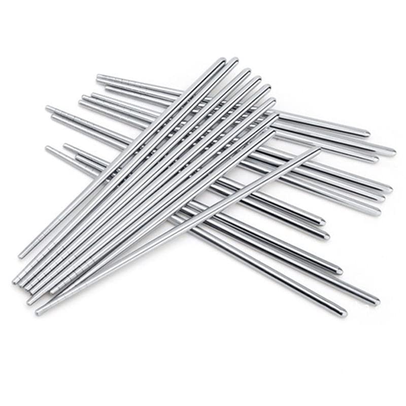 Palillos de acero inoxidable 5 pares reutilizables vajilla de cocina sushi comida 7